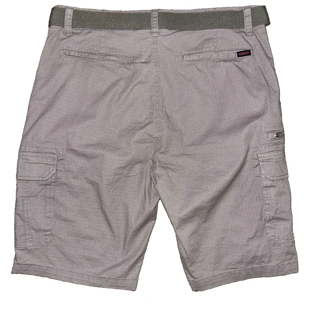 Wearfirst Mens Cargo Shorts 2 Pair Lot Belts Khaki Navy 36 Flex Waist 11